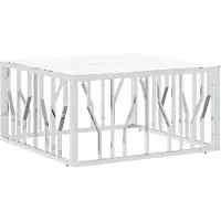 vidaXL Table basse argentée 80x80x40 cm acier inoxydable et verre