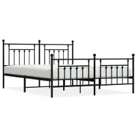 vidaXL Cadre de lit avec tête et pied de lit en métal noir 183x213 cm