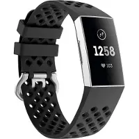 Cover-Discount Fitbit Charge - Bracelet sport en silicone noir troué (Silicone), Sangles de montre, Noir