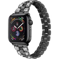 Cover-Discount Apple Watch 42/44/45mm - Acier inoxydable avec bracelet en strass noir (42 mm, 44 mm, 45 mm, Acier inoxydable), Sangles de montre, Noir