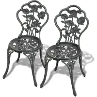 vidaXL Chaises de bistrot 2 pcs. Fonte d'aluminium Vert