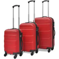 vidaXL Set de 3 valises à coque dure rouge 45,5/55/66 cm