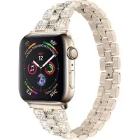 Cover-Discount Apple Watch 42/44/45mm - Acier inoxydable avec bracelet en strass doré (42 mm, 44 mm, 45 mm, Acier inoxydable), Sangles de montre, Or
