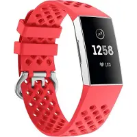 Cover-Discount Fitbit Charge - Bracelet sport en silicone troué rouge (Silicone), Sangles de montre, Rouge