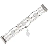 Cover-Discount Fitbit Versa 4 / Sense 2 - Bracelet de perles en strass blanc (Acier inoxydable), Sangles de montre, Blanc