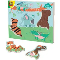 SES Creative SES puzzle en bois avec animaux à toucher 13132 31326