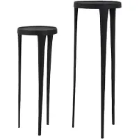 Light & Living ensembles de colonnes de 2 Tobias noir rond - Ø30x80 + Ø35x100 cm