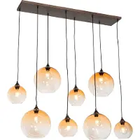 QAZQA Suspension Art Déco en bronze foncé avec verre ambré 8 lumières - Sandra