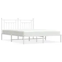 vidaXL Cadre de lit avec tête de lit en métal blanc 180x200 cm