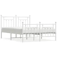 vidaXL Cadre de lit avec tête et pied de lit en métal blanc 140x190 cm