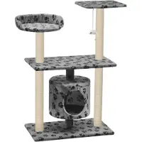 vidaXL Arbre à chat Sisal 95 cm Gris Impression de pattes
