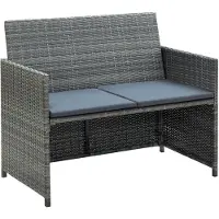 vidaXL canapé de jardin 2 places en polyrattan gris 100 x 85 x 56 cm