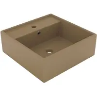 vidaXL Vasque de luxe à débordement Carré mat Crème 41x41 cm