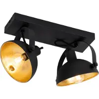 QAZQA Plafonnier industriel noir avec or 2 lumières orientables - Magnax