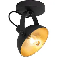 QAZQA Plafonnier industriel noir avec or 15 cm réglable - Magnax