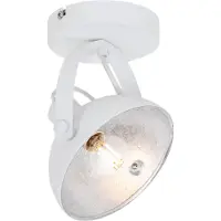 QAZQA Plafonnier industriel blanc avec argent 15 cm réglable - Magnax