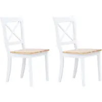 vidaXL Chaise de salle à manger 2 pcs Blanc Bois clair Bois massif Hévéa