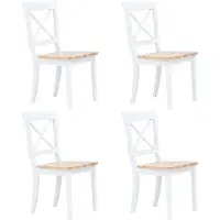 vidaXL Chaises de salle à manger 4 pcs Blanc Bois clair Bois massif Hévéa
