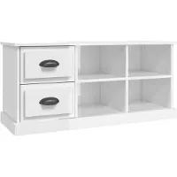 vidaXL Meuble TV blanc brillant 102x35,5x47,5 cm bois d'ingénierie