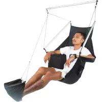 Ticket To The Moon Moon Chair Chaise suspendue en soie de parachute unie noire Chaise suspendue