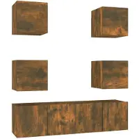 vidaXL Ensemble d'armoires TV 6 pièces chêne fumé bois composite