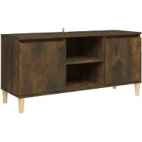 vidaXL Armoire TV avec pieds en bois massif chêne fumé 103,5x35x50 cm