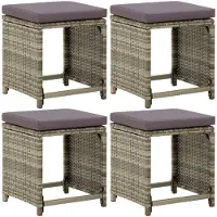 vidaXL Gartenhocker 4 Stk. mit Kissen Poly Rattan Grau