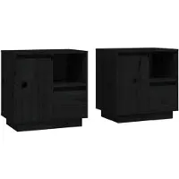 vidaXL Tables de chevet 2 pcs Noir 50x34x50 cm Bois de pin massif