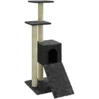 vidaXL Arbre à chat avec colonnes à griffer en sisal gris foncé 92 cm