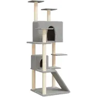 vidaXL Arbre à chat avec colonnes à griffer en sisal gris clair 153 cm