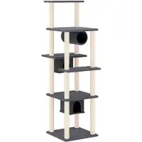 vidaXL Arbre à chat avec colonnes à griffer en sisal Gris foncé 169 cm