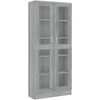 vidaXL Armoire à vitrine Sonoma gris 82,5x30,5x185cm Bois ingénierie