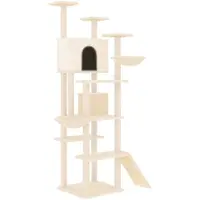 vidaXL Arbre à chat avec colonnes à griffer en sisal Crème 191 cm