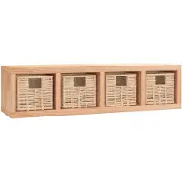 vidaXL Étagère murale avec paniers 62x18x16 cm Bois massif de noyer