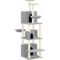 vidaXL Arbre à chat avec colonnes à griffer en sisal gris clair 180 cm