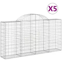 vidaXL Gabions avec arc surélevé 5 pcs. 200x30x100/120cm Fer galvanisé
