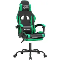 vidaXL Chaise de jeu avec repose-pieds Pivotante Noir & Vert Similicuir