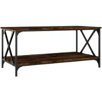 vidaXL Table basse chêne fumé 100x50x45 cm bois composite et fer
