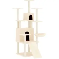 vidaXL Arbre à chat avec colonnes à griffer en sisal Crème 154 cm