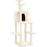 vidaXL Arbre à chat avec colonnes à griffer en sisal Crème 144,5 cm