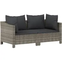 vidaXL Ensemble de salon de jardin 2 pièces avec coussins Gris Poly rotin