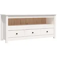 vidaXL Armoire TV blanche 114x35x52 cm Pin massif
