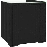 vidaXL Table d'appoint noir 40x37x40,5 cm poly rotin et verre trempé