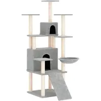 vidaXL Arbre à chat avec colonnes à griffer en sisal gris clair 154 cm