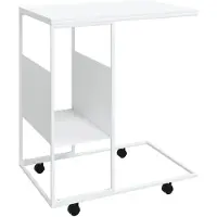 vidaXL Table d'appoint avec roulettes Blanc 55x36x63,5 cm Bois composite