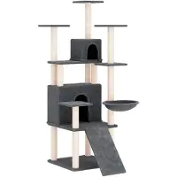 vidaXL Arbre à chat avec colonnes à griffer en sisal gris foncé 154 cm