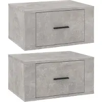 vidaXL Tables de chevet murales 2 pcs Gris béton 50x36x25 cm