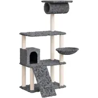vidaXL Arbre à chat avec colonnes à griffer en sisal Gris foncé 131 cm