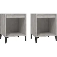 vidaXL Tables de chevet 2 pcs Gris béton 40x35x50 cm