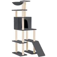 vidaXL Arbre à chat avec colonnes à griffer en sisal gris foncé 166 cm